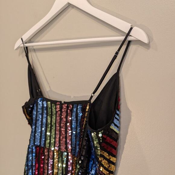 BCBGMaxAzria Wrap Dress Rainbow Sequin Concert Festival Pride Style - Size 6 - Picture 5 of 7